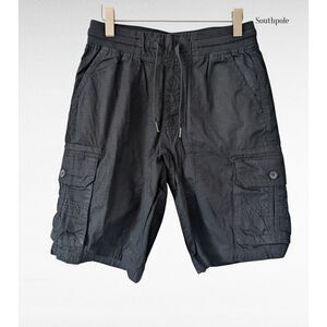Southpole Men’s Black Cargo Shorts Drawstring Elastic Waist Streetwear